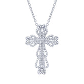 2.42ct 18k White Gold Diamond Cross Necklace